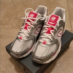 New Balance White and Pink Athletic Shoes